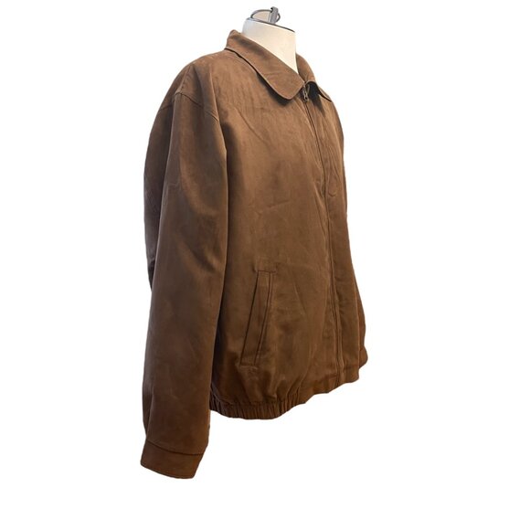 Cutter And Buck Jacket Mens XLarge XL Brown Faux Suede Bomber Golf Jacket - Picture 3 of 12